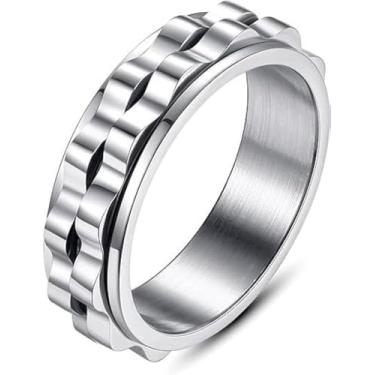 Imagem de Lumkou Anel giratório de 6 mm de largura – Anel de ansiedade entrelaçado de aço inoxidável para homens e mulheres – Anel giratório legal, Aço inoxidável, aço inoxidável