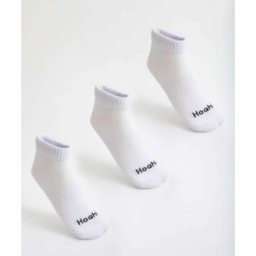 Imagem de Kit 3 Pares Meias Feminina Soquete Branco-78054 - HOAHI, Branco, 33/38