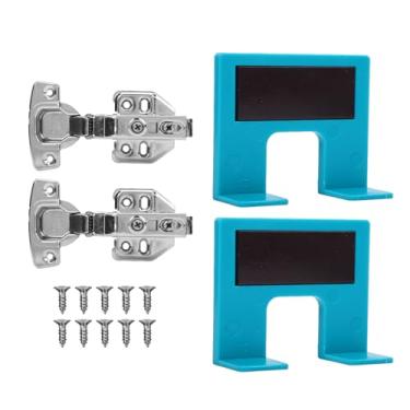 Imagem de OPPWONG Kit de Placa de Reparo de Dobradiça de Gabinete, 2mm 0,1 ângulo ABS Placa de Reparo de Dobradiça Magnética Antiderrapante de Aço Inoxidável Com 2 Placas e Dobradiças Kit