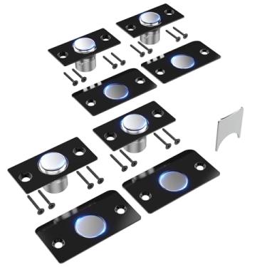 Imagem de Mousike Ferragens de captura de bola de porta, trava magnética oculta ajustável, placa de ataque de aço inoxidável com forte sucção, substituição de trava de esfera de porta para parte superior da