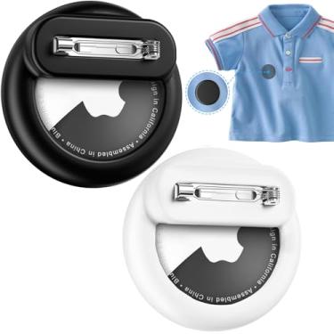 Imagem de Wowwat Compatível com suporte para Apple Air Tags para crianças, pacote com 2 capas ocultas com pino de segurança, antiperda para crianças, bebês, idosos, bagagem, sapatos, roupas, mochila - preto +