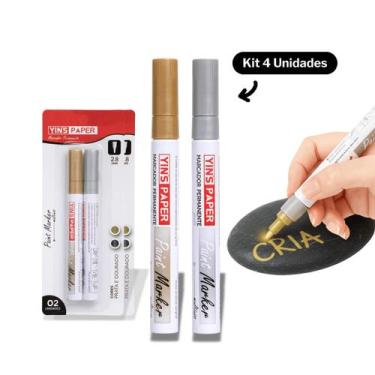 Imagem de Kit 4 Canetas Tinta Permanente Multiuso Para Customizar Tênis Borracha