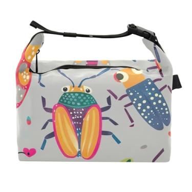 Imagem de TSENQUE Lancheira amarela de animais coloridos para mulheres, lancheira portátil, lancheira para trabalho, linda bolsa térmica floral para adultos