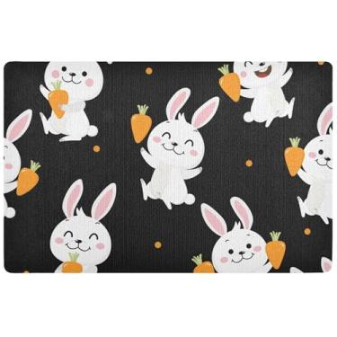 Imagem de Tapete de porta personalizado coelhinho da Páscoa cenoura entrada interna tapete de varanda tapete de boas-vindas tapete de porta lavável ao ar livre para entrada interna 81 x 50 centímetros