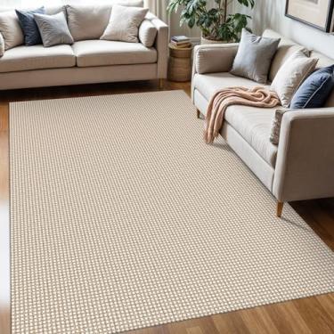 Imagem de KOZYFLY Tapete de área lavável 1,5 x 2,1 m Tapetes antiderrapantes de borracha para sala de estar trançado de algodão para quarto de quarto, tapetes de escritório internos e externos para sala de