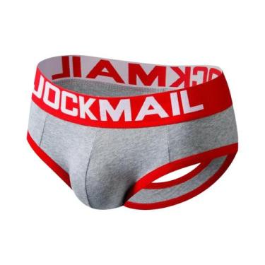 Imagem de Cueca Boxer Masculina Sexy De Algodão Sem Costura Com Abertura Traseir