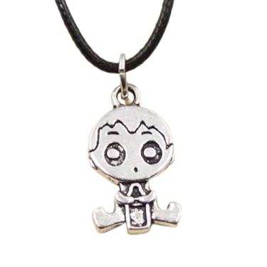 Imagem de EDCRFV Colar pingente de prata tibetano menino berloque cordão de couro preto feito à mão