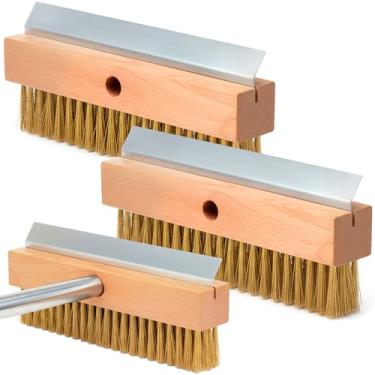 Imagem de LemonRoad 2 peças de escova de forno de pizza com raspador de aço à prova de ferrugem fio de latão rígido adequado para restaurantes, limpeza comercial, cozinhas, restaurantes, churrasqueiras