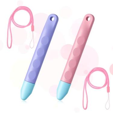 Imagem de Canetas Stylus adequadas para crianças para telas sensíveis ao toque com cabos – Mixoo Anti-Rolling Tablet Stylus 2 unidades para crianças, compatível com tablet, PC, telefone e todos os dispositivos