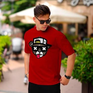 Imagem de Camiseta Manfinity Urso Bolado T-shirt Camisa Algodão Puro, Vermelho, 