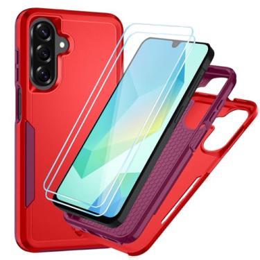Imagem de Suncasetor Capa para Samsung Galaxy A16 5G/4G com protetor de tela HD [proteção contra quedas de grau militar] Proteção de corpo inteiro resistente à prova de choque para Galaxy A16 5G, vermelho/rosa