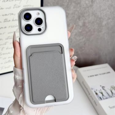 Imagem de HTVJFXCapa para iPhone 17 Pro 2 em 1 com porta-cartões, compartimento para fotos e acabamento fosco, cor sólida e resistente a impactos (para iPhone 17 Pro/Cinza)