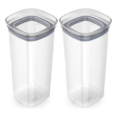 Imagem de 2 Potes Herméticos Organizador Empilhável Retangular 1,,5l - Ou