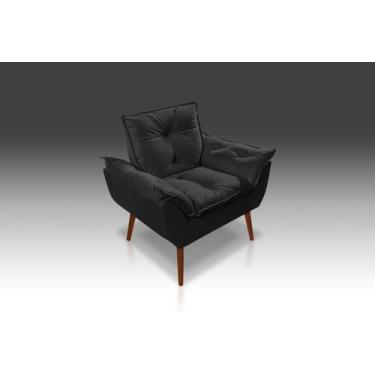 Imagem de Poltrona Opala Com Fibra Siliconada Suede Preto-RV DECORA  - CASA DA P