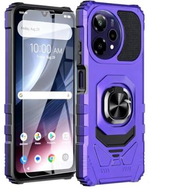 Imagem de Capa para celular Cricket iCon Pro 2026/At&t Motivate Pro 2 5G com protetor de tela, suporte de anel magnético + parte traseira de policarbonato fosco + amortecedor de silicone macio resistente +