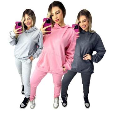 Imagem de Kit com 3 CONJUNTOS de MOLETOM TREINO iNVERNO E DIA-A-DIA QUENTINHO FL