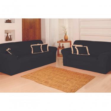 Imagem de Kit Capas Para Sofá 2 E 3 Lugares Adere Malha Gel Liso Econômico Variação: Preto