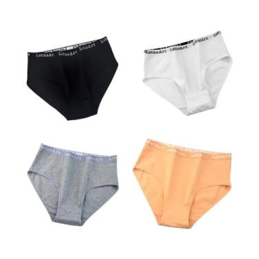 Imagem de Calcinhas De Algodão plus Size Para Mulheres, 4 Peças/Conjunto, Cintur