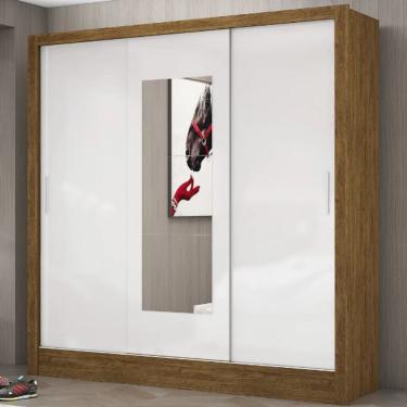 Imagem de Guarda Roupa Dubaí Com Espelho Cinamomo/Bco - Carioca Móveis
