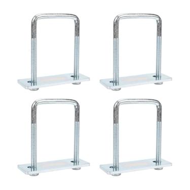 Imagem de WALFRONT Parafusos Em U Quadrados 4 Conjuntos de 5x3,23 Polegadas Kit de Parafusos Em U de Aço Galvanizado Com Arruelas de Porcas Placa de Estrutura para Reboques, Caminhões, Barcos, Montagem de