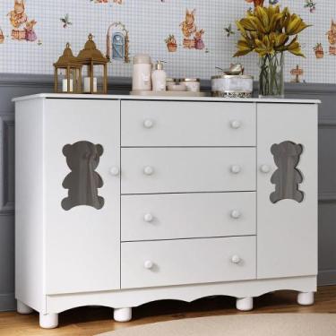 Imagem de Cômoda Infantil 125cm 2 Portas com Vidro e 4 Gavetas Ternura Multimóve