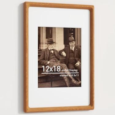 Imagem de Heimlove Molduras de 30 x 45 cm de teca natural, moldura de certificado de madeira original feita à mão com tapete para exibição de fotos de formatura de 21 x 28 cm, imagem de família, imagem de
