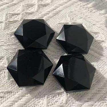 Imagem de Decoração de casa, quartzo obsidiana natural esculpido à mão e polido para a estrela de David. Pode fazer decoração de casa com pingente. Presentes de pedra Reiki, cristal natural (cor: 2 peças