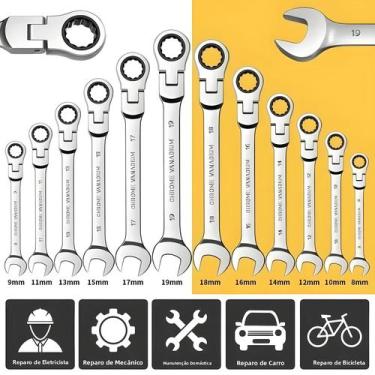 Imagem de Conjunto De Chaves Combinadas Com Catraca Métrica De 8-17mm Em Aço Cro