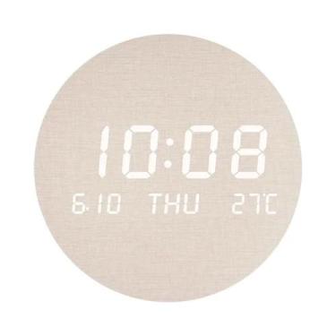 Imagem de Relógio De Parede Digital LED Silencioso Com Exibição De Temperatura, 