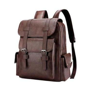 Imagem de Mochila Masculina Grande De Couro PU 2023, Bolsa Para Laptop Para Adol