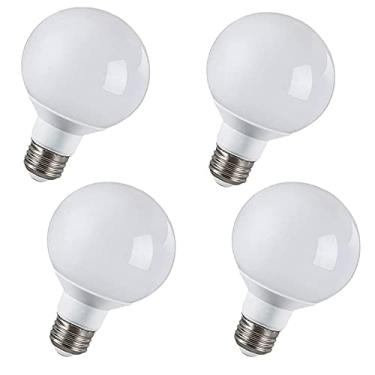 Imagem de Pacote com 4 lâmpadas de LED globo G25(G80), 9W (equivalente a 90W) 6000K luz branca 900LM, base E26, lâmpada redonda G80, filamento leitoso para penteadeira, banheiro, quarto, espelho de maquiagem