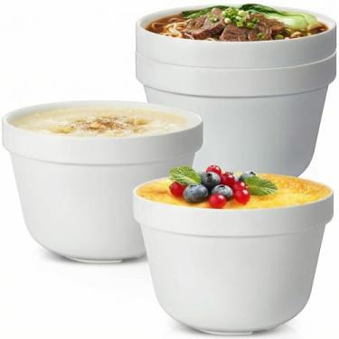 Imagem de Blushtier 4 peças de bacias de pudim de cerâmica de 0,65 litros brancas de 20 cm para pudim de Natal para cozinhar a vapor, durável e resistente, tigela de pudim de ameixa cozida no vapor, fácil de