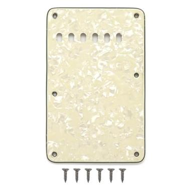 Imagem de Placa traseira de 3 camadas com 6 furos Stratocaster Capa traseira estilo vintage para peças de guitarra elétrica Stratocaster padrão Fender EUA/México (amarelo claro pérola)