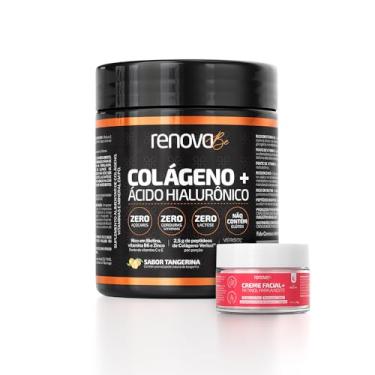 Imagem de Colágeno + Ácido Hialurônico Renova Be Colágeno Hidrolisado Zero Lactose Vitamina E, C, Vitamina B6, B7 Biotina e Zinco (Tangerina)