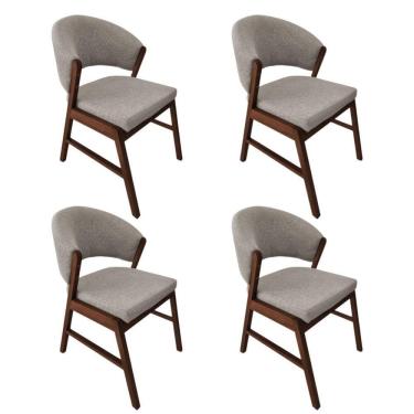 Imagem de Kit 4 Cadeiras De Jantar Madeira Maciça Débora Linho Premium Bege Linho