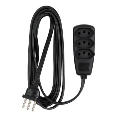 Imagem de Extensão Daneva Sort, Cabo Pp 2p, T 3 X 0,75mm, 5m, Preta, 3 Tomadas