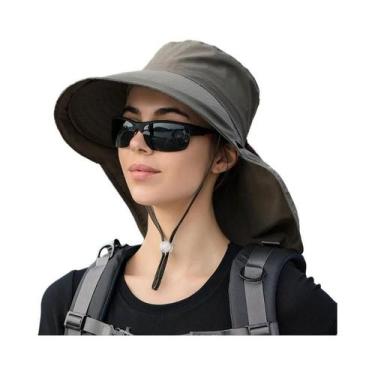 Imagem de Chapéu Balde de Aba Grande para Sol - Proteção UV para Verão, Pesca, M