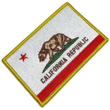 Imagem de Bandeira Estado Califórnia USA Patch Bordada Fecho Contato - Myflag