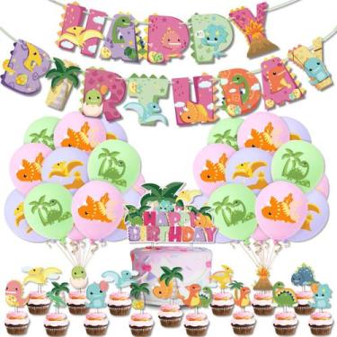 Imagem de Conjunto de decorações de festa Dinosaur 51 unidades com balões e bann