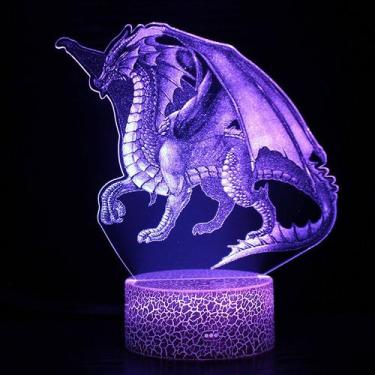 Imagem de Candeeiro de mesa Night Light 3D em forma de dinossauro acrílico com b