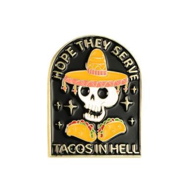 Imagem de Brooch Pin Funny Skeleton Taco com Sombrero Mexican Food - Yiweisai