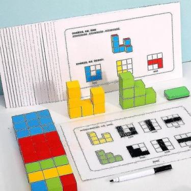 Imagem de Brinquedos Montessori, quebra-cabeças 3D, forma geométrica, cognição, 