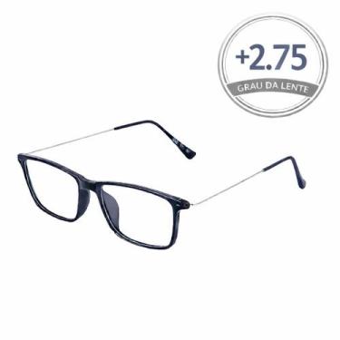 Imagem de Óculos de Leitura Retangular em Metal  Lentes com Grau  Descanso e Pre