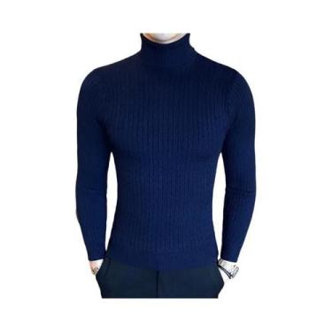 Imagem de Suéter Masculino De Inverno Grosso E Quente Com Gola Alta, Pulôver Sli