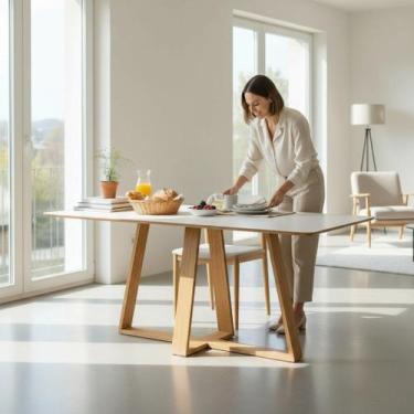 Imagem de Mesa Jantar 6 Lugares Orgânica 180cm 100% MDF TM87 Basic Dalla Costa, 