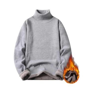 Imagem de Suéter Masculino Slim Fit De Gola Alta, Pullover Quente Tricotado Para