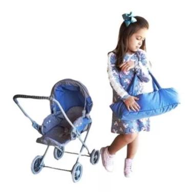 Imagem de Carrinho de boneca para passeio e bebê conforto. - Calesita, Azul com 