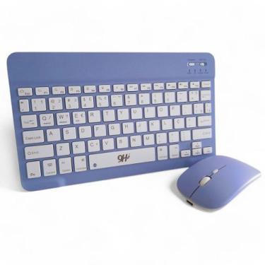 Imagem de Kit Teclado e Mouse Wireless Slim A6732 Roxo Recarregável - 9H