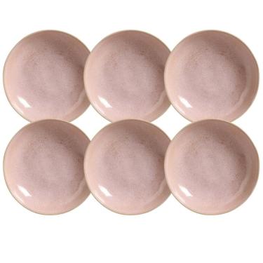 Imagem de Jogo 6 Pratos Fundos Rosa Cerâmica Porto Brasil 830ml Talharim Ravioli Inhoque  Bio Litchi
