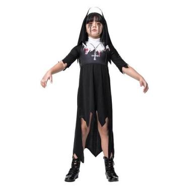 Imagem de Fantasia Freira do Mal Infantil Halloween Menina Com Véu - Fantasias C